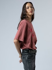 Religion Orange Boxy T-Shirt In Overdyed Lime With No Sun No Fun Embroidery - Image 7 of 8