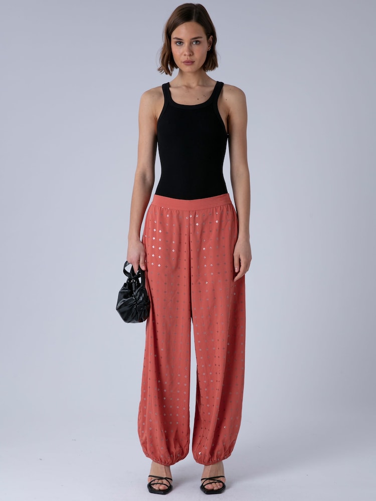 Religion Orange Embellished Kara Balloon Trousers - Image 2 of 8