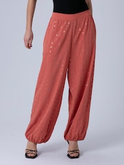Religion Orange Embellished Kara Balloon Trousers - Image 7 of 8