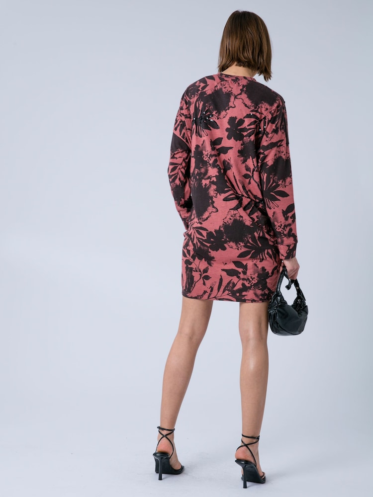 Buy Religion Orange Libby Long Sleeved Tunic Jersey Dress In Coral Floral  Botanic Print With Hand Beading from the Next UK online shop