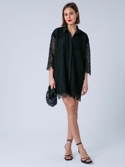 Religion Black Ellie Oversized Occasion Shirt Kaftan Dress In Intricate Lace - Image 3 of 8