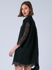 Religion Black Ellie Oversized Occasion Shirt Kaftan Dress In Intricate Lace - Image 7 of 8