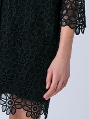 Religion Black Ellie Oversized Occasion Shirt Kaftan Dress In Intricate Lace - Image 8 of 8