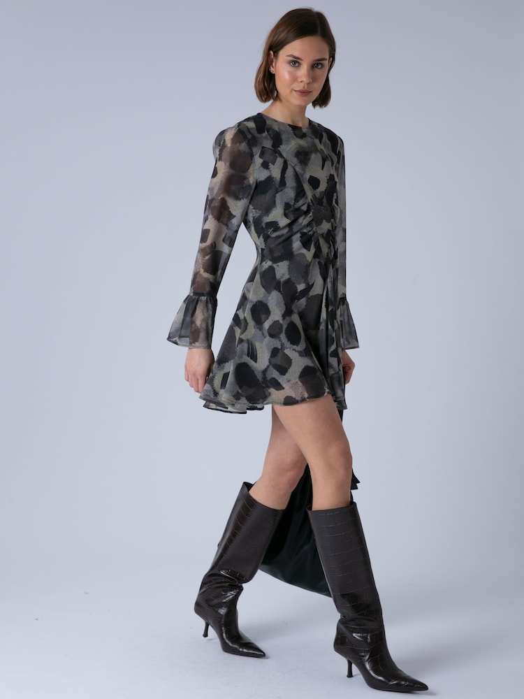 Religion Animal Corinne Cute Mini Dress With Flute Sleeve In Soft Floral Print - Image 1 of 8