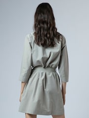 Religion Grey Sophie Shirt Dress In Light Cotton With Contrast Floral Bead Work - Image 5 of 6