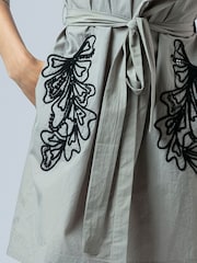 Religion Grey Sophie Shirt Dress In Light Cotton With Contrast Floral Bead Work - Image 6 of 6