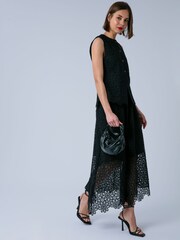 Religion Black Ellie Full Maxi Occasion Skirt In Intricate Lace With Pockets - Image 3 of 7