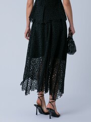 Religion Black Ellie Full Maxi Occasion Skirt In Intricate Lace With Pockets - Image 5 of 7