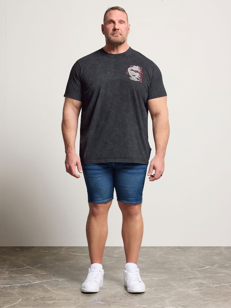 BadRhino Big & Tall Acid Wash Dragon Print T-Shirt - صورة 2 من 7