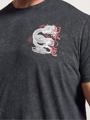 BadRhino Big & Tall Acid Wash Dragon Print T-Shirt - صورة 4 من 7