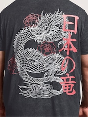BadRhino Big & Tall Acid Wash Dragon Print T-Shirt - صورة 5 من 7