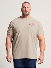 BadRhino Big & Tall Grey Acid Wash Tiger Print T-Shirt - Image 1 of 7