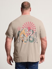 BadRhino Big & Tall Grey Acid Wash Tiger Print T-Shirt - Image 3 of 7