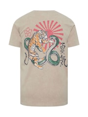 BadRhino Big & Tall Grey Acid Wash Tiger Print T-Shirt - Image 7 of 7
