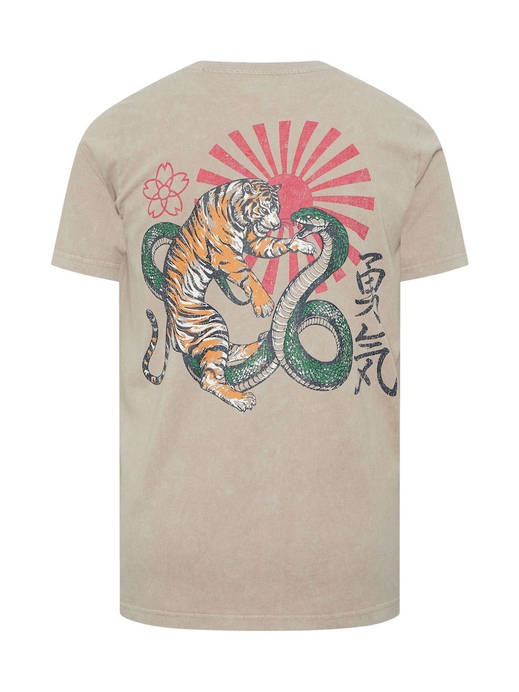 BadRhino Big & Tall Grey Acid Wash Tiger Print T-Shirt - Image 7 of 7
