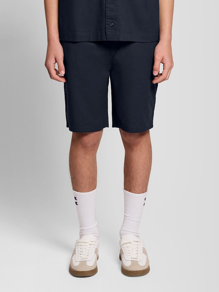 Lyle & Scott Blue Linen Blend Shorts - Image 1 of 7