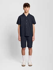 Lyle & Scott Blue Linen Blend Shorts - Image 3 of 7