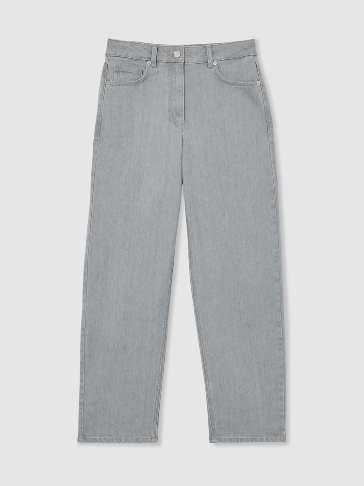 Reiss Grey Selin Petite Mid-Rise Straight-Leg Jeans - Image 2 of 6