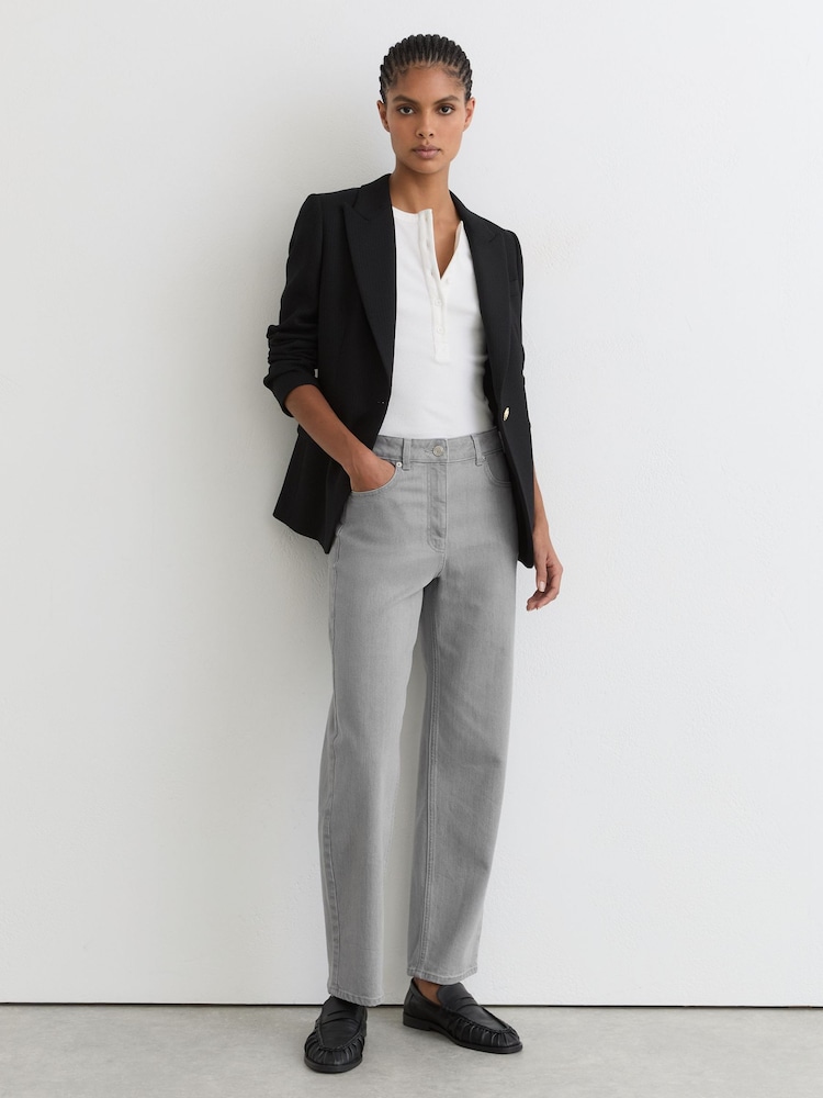 Reiss Grey Selin Mid-Rise Straight-Leg Jeans - Image 1 of 6