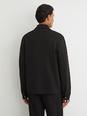 Reiss Black Thom Premium Interlock Twin-Pocket Overshirt - Image 5 of 8