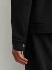 Reiss Black Thom Premium Interlock Twin-Pocket Overshirt - Image 6 of 8
