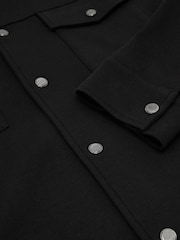 Reiss Black Thom Premium Interlock Twin-Pocket Overshirt - Image 8 of 8