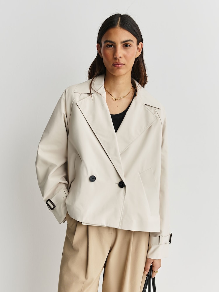 Weekend MaxMara Natural Boero Crop Trench Coat - Image 1 of 5 Weekend MaxMara Natural Boero Crop Trench Coat - Image 1 of 5