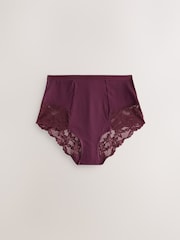 Plum Purple High Waist Brief Tummy Control Light Shaping Knickers 2 Pack - Image 3 of 5
