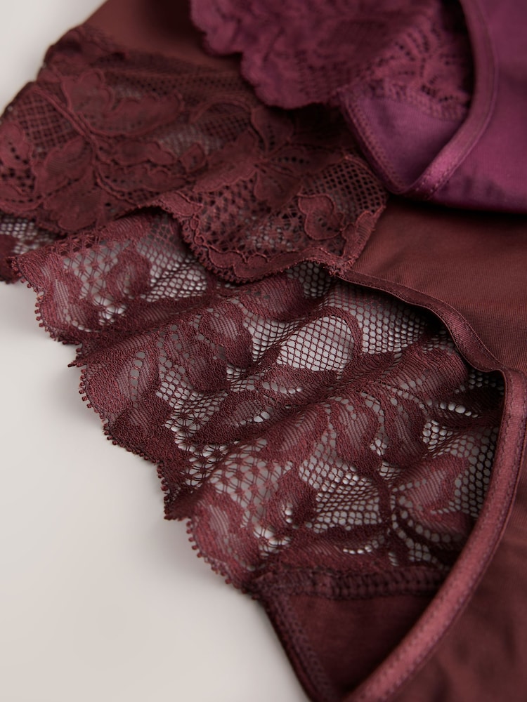 Plum Purple High Waist Brief Tummy Control Light Shaping Knickers 2 Pack - Image 5 of 5