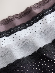 Black & White Spot Midi Cotton and Lace Knickers 4 Pack - Image 10 of 11
