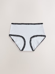 Black & White Spot Midi Cotton and Lace Knickers 4 Pack - Image 3 of 7