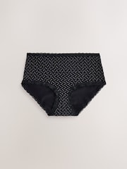 Black & White Spot Midi Cotton and Lace Knickers 4 Pack - Image 4 of 7