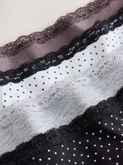 Black & White Spot Midi Cotton and Lace Knickers 4 Pack - Image 6 of 7