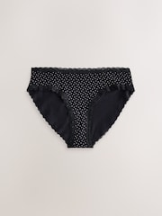 Black & White Spot High Leg Cotton and Lace Knickers 4 Pack - Image 3 of 7
