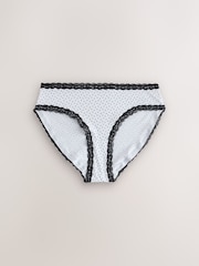 Black & White Spot High Leg Cotton and Lace Knickers 4 Pack - Image 5 of 7