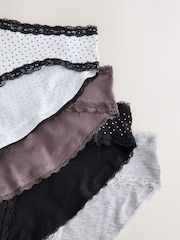 Black & White Spot High Leg Cotton and Lace Knickers 4 Pack - Image 7 of 7