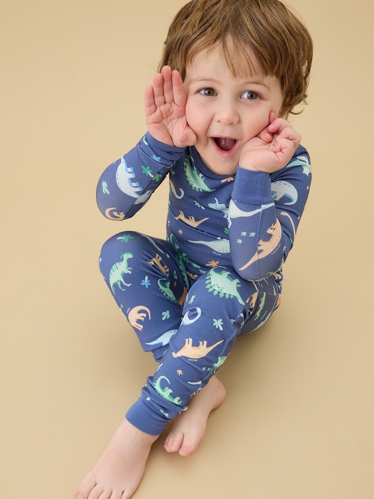 MORI Blue Dinosaur Nights Supersoft Pyjamas - Image 2 of 4 MORI Blue Dinosaur Nights Supersoft Pyjamas - Image 2 of 4