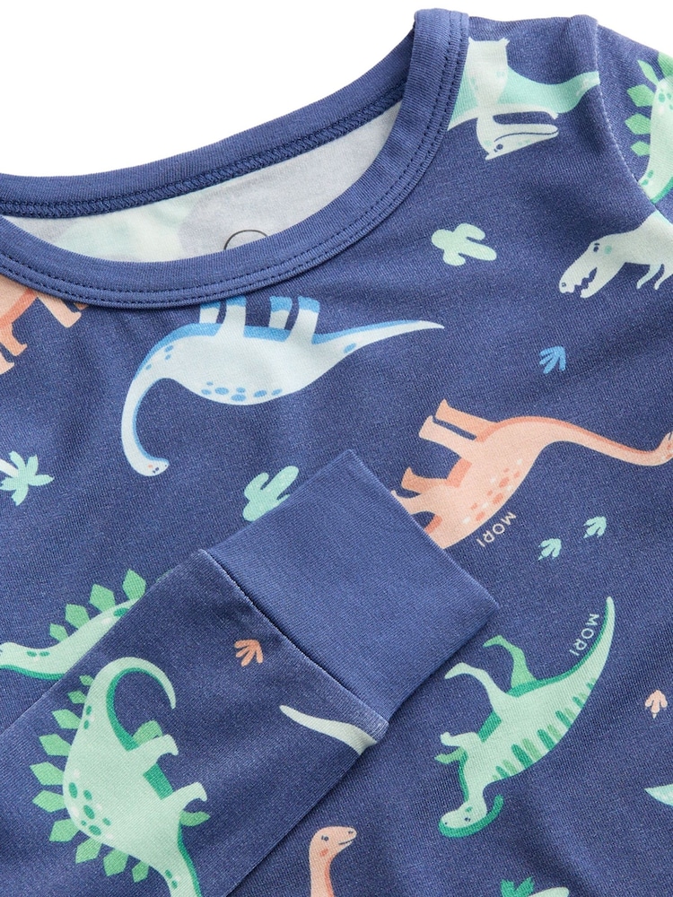 MORI Blue Dinosaur Nights Supersoft Pyjamas - Image 4 of 4 MORI Blue Dinosaur Nights Supersoft Pyjamas - Image 4 of 4