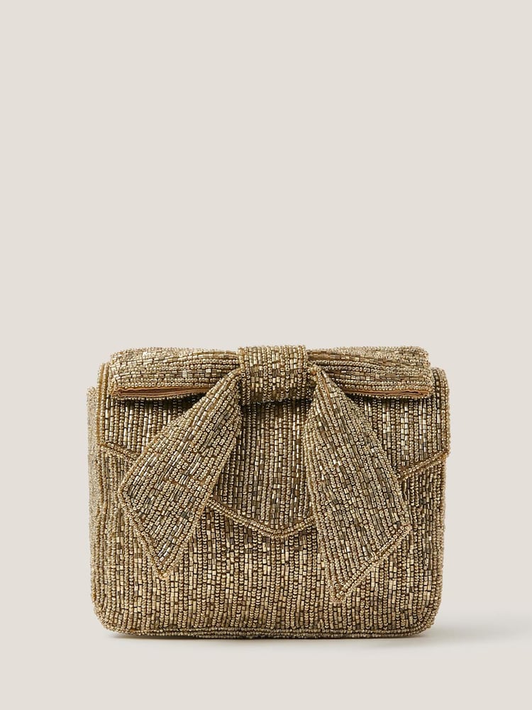 Monsoon Gold Bella Beaded Bow Bag - Image 1 of 3