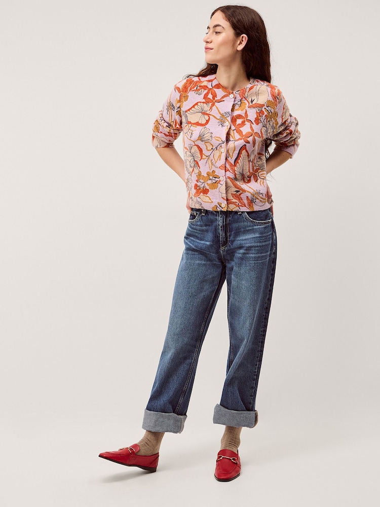 Monsoon Pink Isabella Floral Print Cardigan - Image 1 of 5