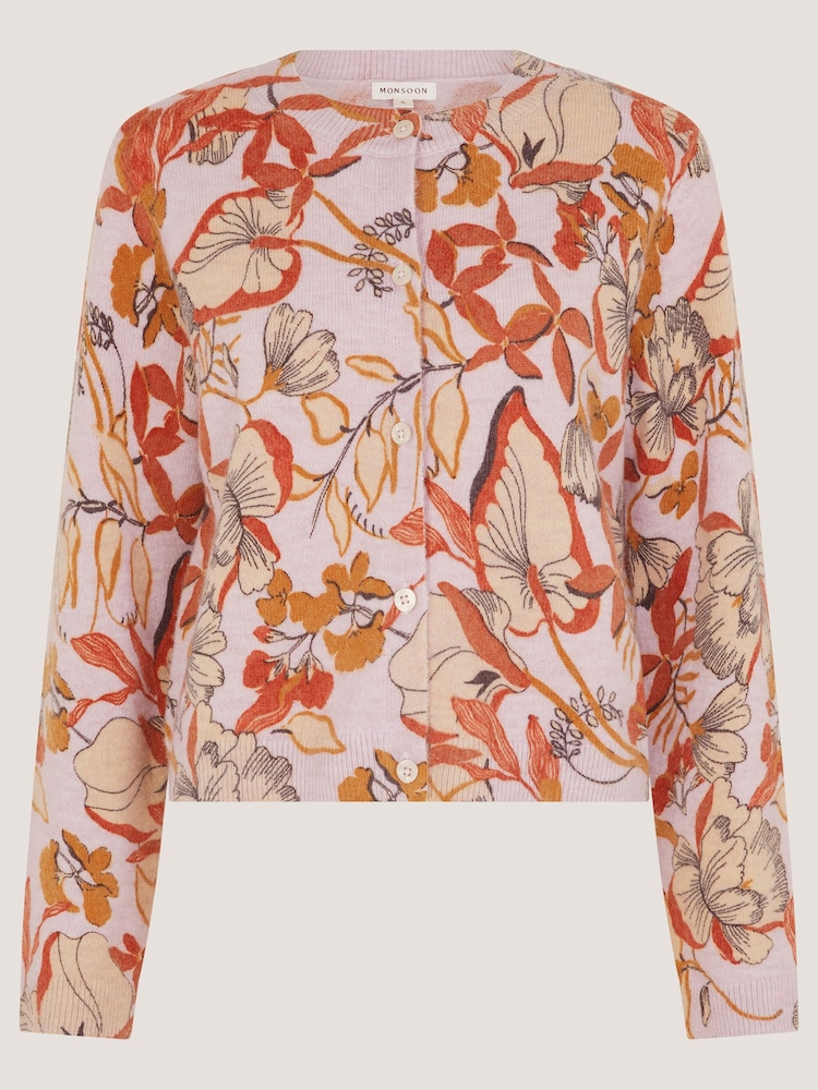 Monsoon Pink Isabella Floral Print Cardigan - Image 5 of 5