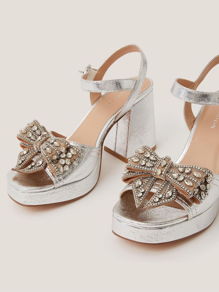 Monsoon Silver Arla Jewel Bow Platform Heels - Image 3 of 3