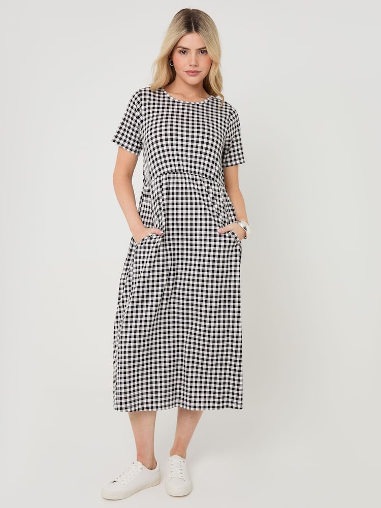 Threadbare Red 2 Pack Jersey Midi Smock Dress with Pockets - Image 1 of 2