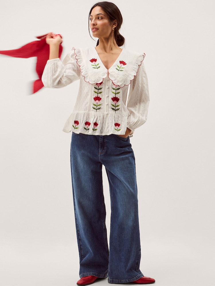 Monsoon Talia Tulip -kirjailtu kampasimpukkakauluspaita - Kuva 1 / 5