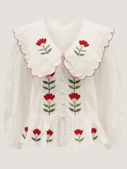 Monsoon Talia Tulip -kirjailtu kampasimpukkakauluspaita - Kuva 5 / 5