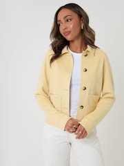 Threadbare Yellow Cropped Button Up Suedette Shacket - Image 1 of 4
