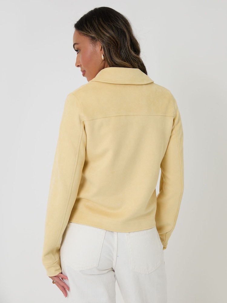 Threadbare Yellow Cropped Button Up Suedette Shacket - Image 2 of 4