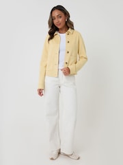 Threadbare Yellow Cropped Button Up Suedette Shacket - Image 3 of 4