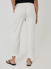 Threadbare White Petite Linen Blend Tapered Trousers - Image 3 of 4