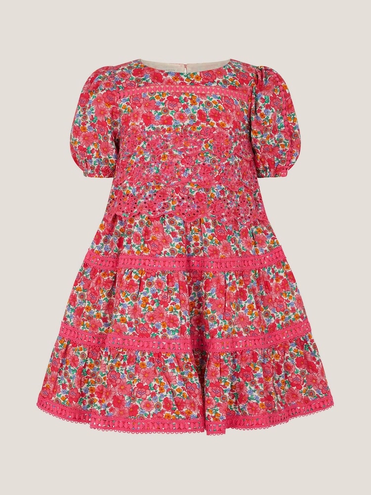 فستان بكُم منفوخ مزيّن بتطريز زهور من Monsoon - Image 1 of 3